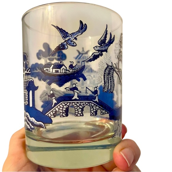 Johnson Brothers Willow Blue 10oz Double Old Fashioned England Vintage Set of 4 - Picture 3 of 7